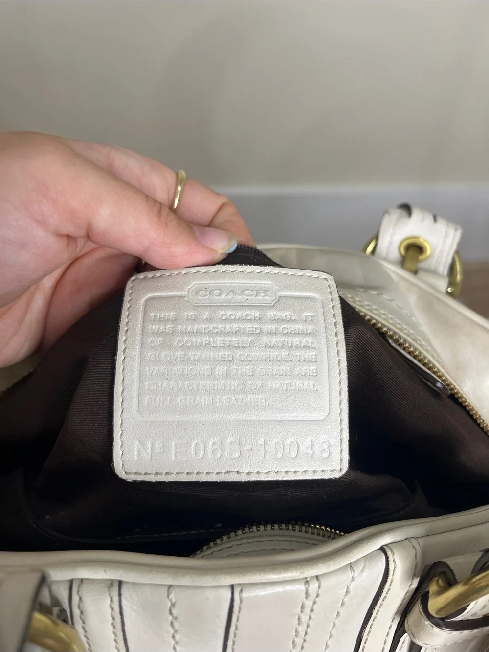 Coach  Cream Soho Mia Shoulder Bag with Braided Handles and Gold Hardware